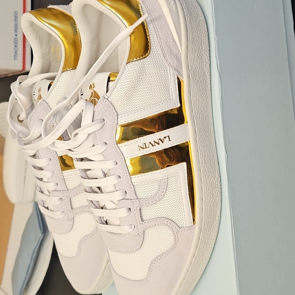 Lanvin White and Gold Women's Sneakers SZ 9 - Unisex - Picture 5 of 9
